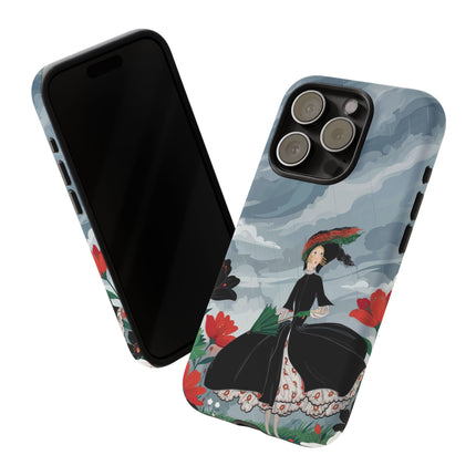 🌧️🌺 The Stormy Flower Walk Phone Case – Art Deco Floral Fashion