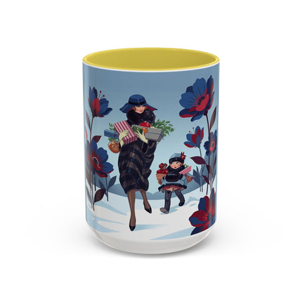 🎁🌺 The Christmas Gift Garden Stroll Colorful Mug – Art Deco Holiday Fantasy