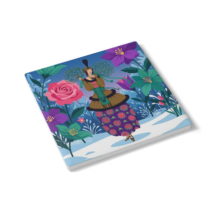 🌹❄️ The Holly Rose Of Winter Ceramic Tile – Art Deco Christmas Garden