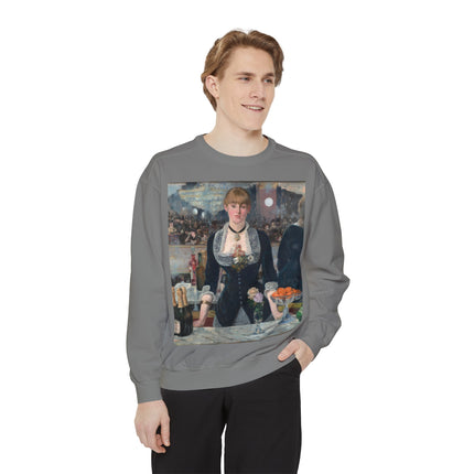 A Bar at the Folies-Bergère by Edouard Manet Unisex Garment-Dyed Sweatshirt