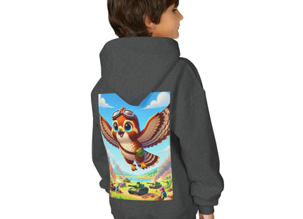 Red-Tailed Hawk in Battle Youth Heavy Blend Hooded Sweatshirt