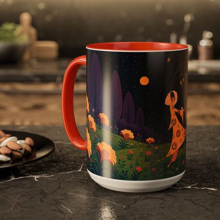🌙🌼 The Moonlit Floral Dancer Colorful Mug – Art Deco Garden Fantasy