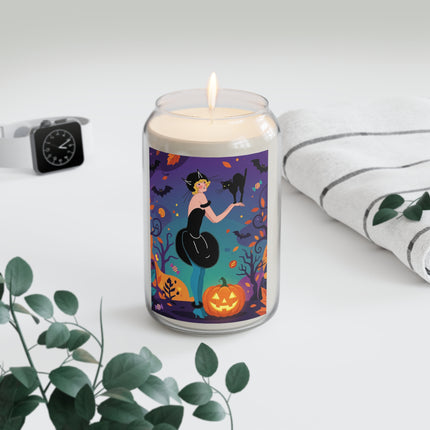 🐈‍⬛🎃 The Midnight Black Cat Masquerade Scented Soy Candle – Whimsical Halloween Elegance