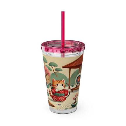Archer Kitten in the Zen Garden Sunsplash Tumbler with Straw, 16oz