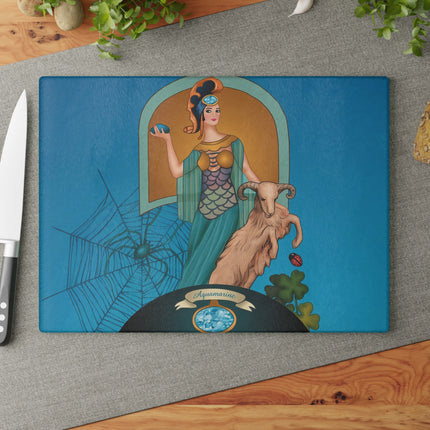 March & Aquamarine Zodiac Glass Cutting Board