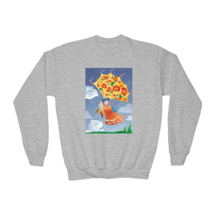 Flight of Blossoms Youth Crewneck Sweatshirt – Freedom, Imagination & Joyful Flight