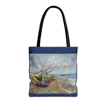 Fishing Boats on the Beach at Saintes-Maries by Vincent Van Gogh Tote Bag (AOP)