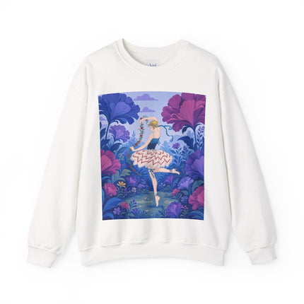 🌸🩰 The Enchanted Garden Ballet Crewneck Sweatshirt – Art Deco Floral Whimsy