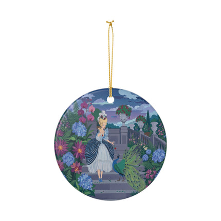 🦚🌸 The Peacock Garden Terrace Ceramic Ornament – Art Deco Floral Elegance