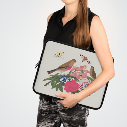 🐦🌸 Pink-Breasted Bird & Wren Laptop Sleeve – Elegant Joy & Springtime Charm