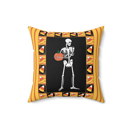 Candy Corn Skeleton Spun Polyester Square Pillow