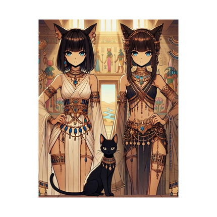 🐱🏛️ Egyptian Priestess Cats Matte Vertical Poster – Temple Guardians & Ancient Grace