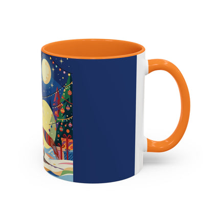 🌙🎿 The Moonlit Christmas Skier Colorful Mug – Whimsical Holiday Fantasy
