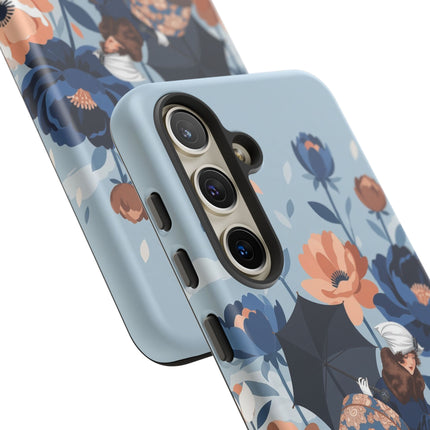 ☂️🌺 The Lady Of The Traveling Garden Phone Case – Art Deco Floral Adventure