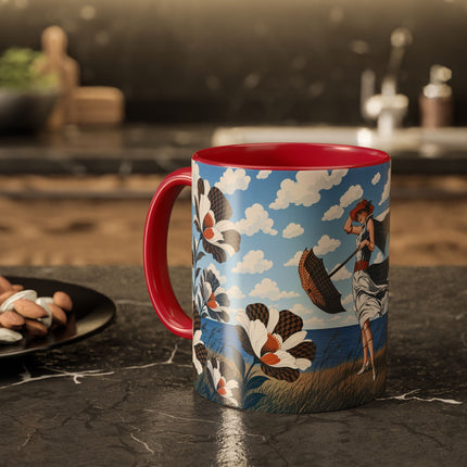 🌊🌼 The Windswept Seaside Promenade Colorful Mug – Art Deco Coastal Elegance