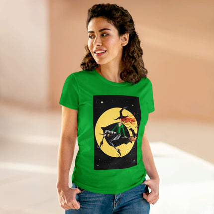 A Witch’s Moonlit Flight Women's Midweight Cotton Tee