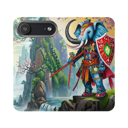 🐘⚔️ Cyberpunk Elephant Samurai Flip Case – Ancient Wisdom & Neon Power