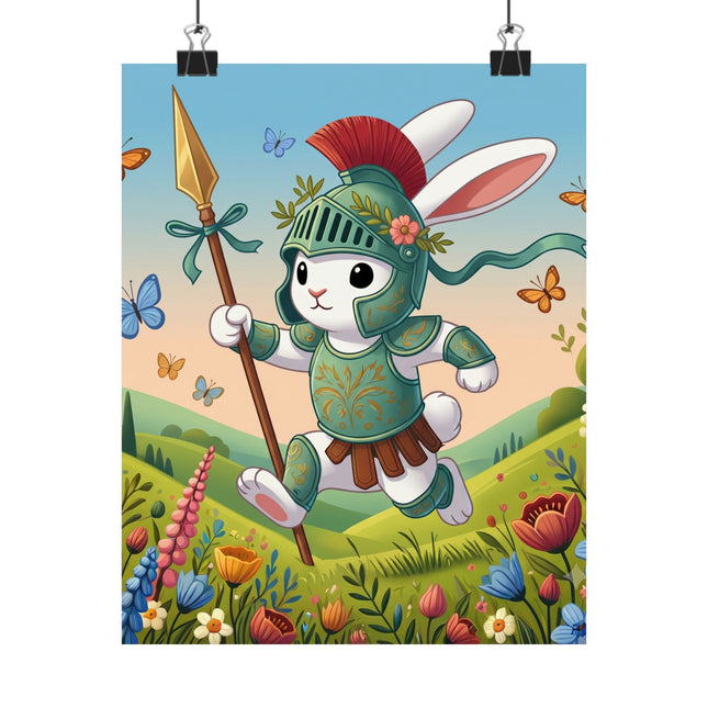 🐇⚔️ Rabbit Gladiator Matte Vertical Poster – Courage, Adventure & Meadow Heroics