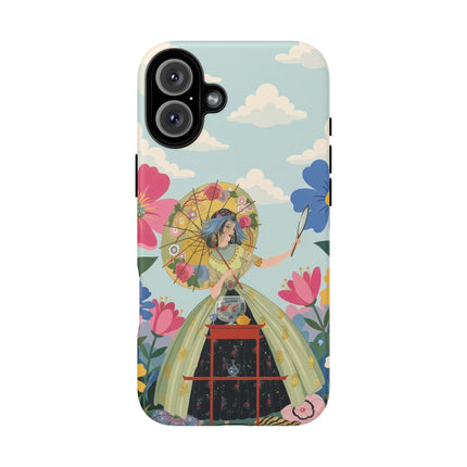 🌸🪞 The Floral Parasol Reflection Phone Case – Art Deco Garden Fantasy