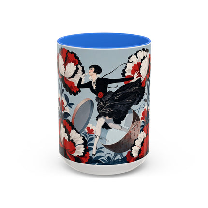 ❤️🌺 The Scarlet Blossom Dancer Colorful Mug – Art Deco Fashion Whimsy