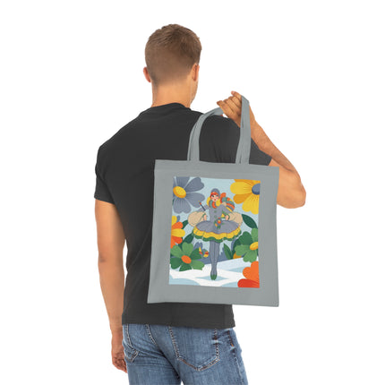🌼❄️ The Winter Flower Wanderer Cotton Tote Bag – Colorful Winter Fantasy