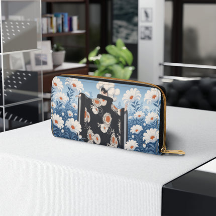 🌼🖤 The Midnight Daisy Garden Wallet – Art Deco Floral Elegance