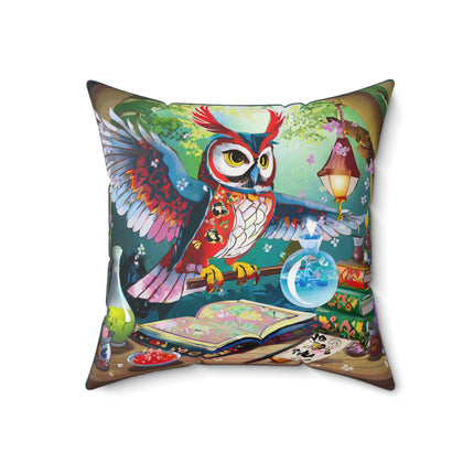 Owl's Magical Workshop Spun Polyester Square Pillow