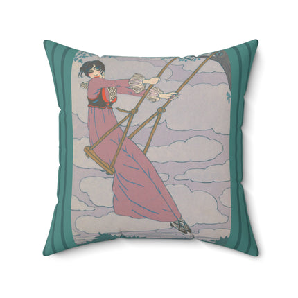 La balançoire by Georges Lepape Spun Polyester Square Pillow