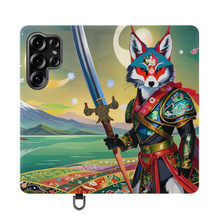 🐕⚔️ Cyberpunk Samurai Dog Flip Case – Futuristic Honor & Kitsune Spirit