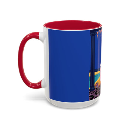 The Moonlit Promenade Colorful Mug (11oz, 15oz) – Blush Elegance, Coastal Romance & Art Deco Style