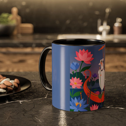 The Lady Of The Lotus Voyage Colorful Mugs – Art Deco Botanical Elegance