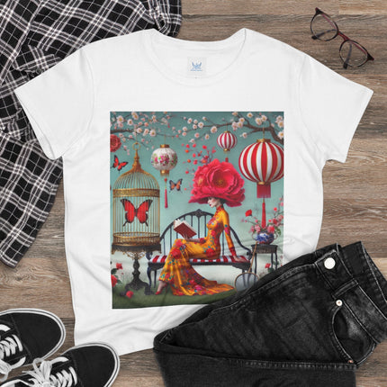 Reading In A Painted Garden Cotton Tee