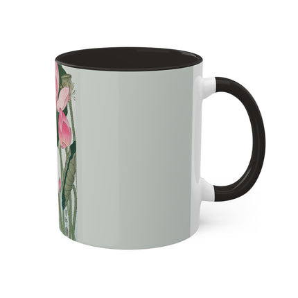 Blooming Lotus Flowers by Ohara Koson Colorful Mugs, 11oz