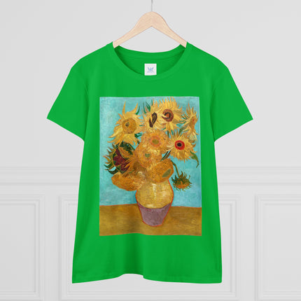 Vase with Twelve Sunflowers by Vincent van Gogh Women's Midweight Cotton Tee