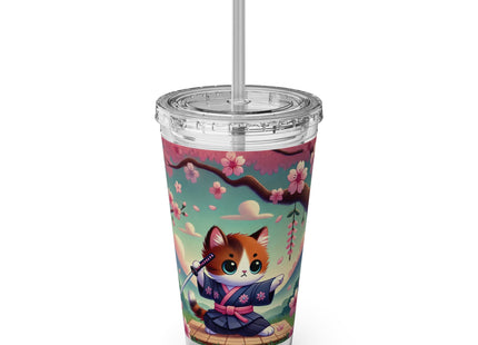 Samurai Kitten Sunsplash Tumbler with Straw, 16oz