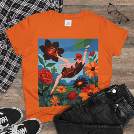 🌺✨ The Lady In The Fabulous Flowers Cotton Tee – Art Deco Floral Fantasy