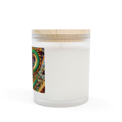 Tibetan Dragon Above Kabuki Stage Frosted Candle