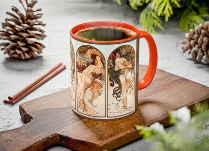 The Seasons by Alphonse Maria Mucha Colorful Mugs (11oz, 15oz)