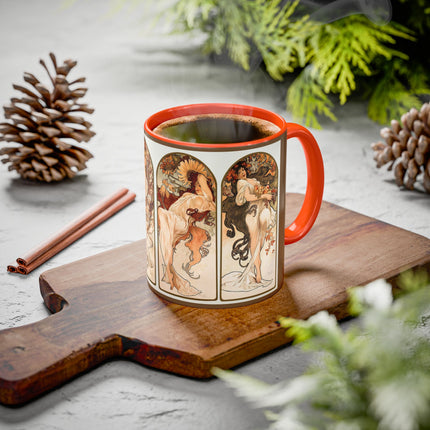 The Seasons by Alphonse Maria Mucha Colorful Mugs (11oz, 15oz)