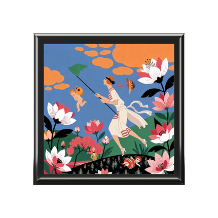 🪁🌺 The Lady Of The Flying Garden Jewelry Box – Art Deco Floral Fantasy