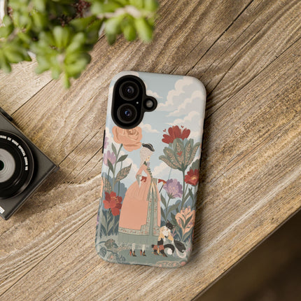 🌹🐈 The Lady And Puss In Boots Phone Case – Art Deco Floral Whimsy