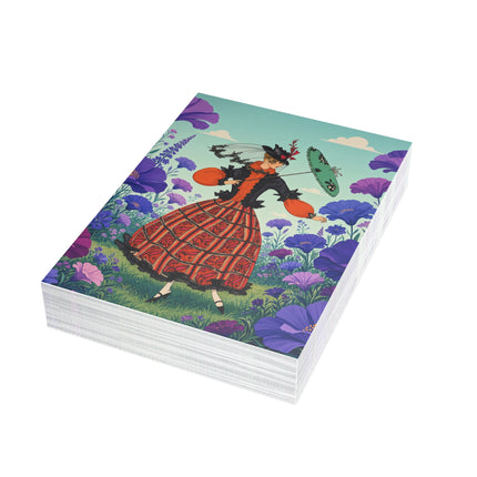 🌺✨ The Enchanted Flower Promenade Postcards With Envelopes – Art Deco Fashion Whimsy