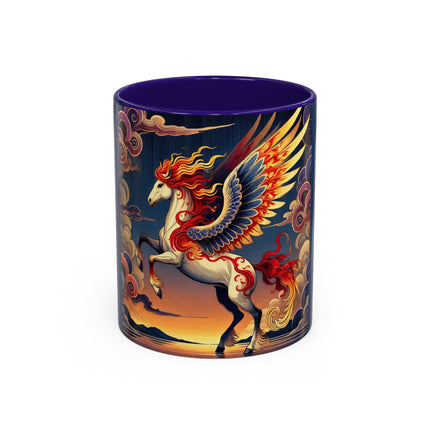 Flame-Winged Horse at Sunset Colorful Mugs (11oz, 15oz)