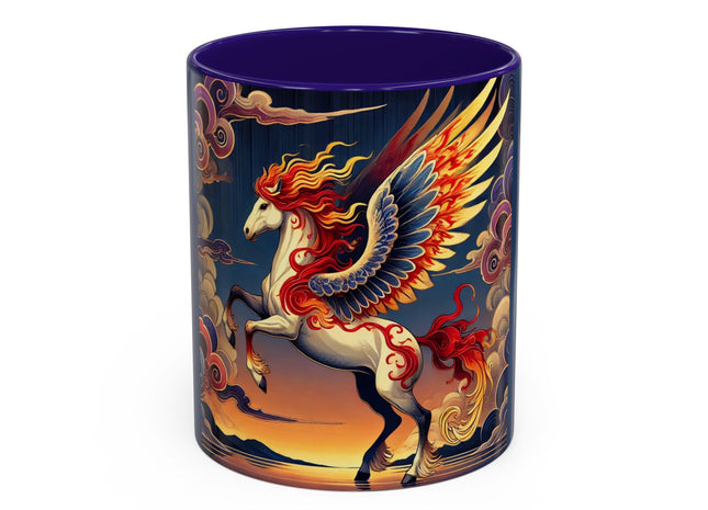 Flame-Winged Horse at Sunset Colorful Mugs (11oz, 15oz)