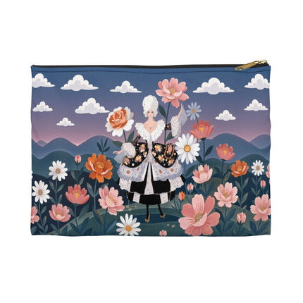 🌸🎀 The Grand Floral Promenade Accessory Pouch – Art Deco Fashion Fantasy