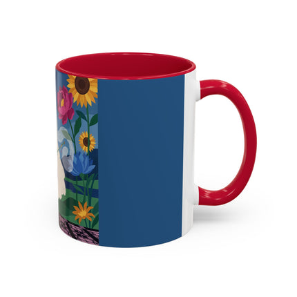 The Lady Of The Golden Parasol Colorful Mugs – Art Deco Botanical Elegance
