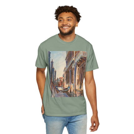 Gondola Moorings on the Grand Canal by John Singer Sargent  Unisex Garment-Dyed T-shirt