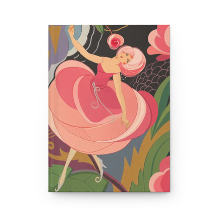 🌸🩰 The Lady Of The Pink Blossom Ballet Hardcover Journal – Art Deco Floral Whimsy
