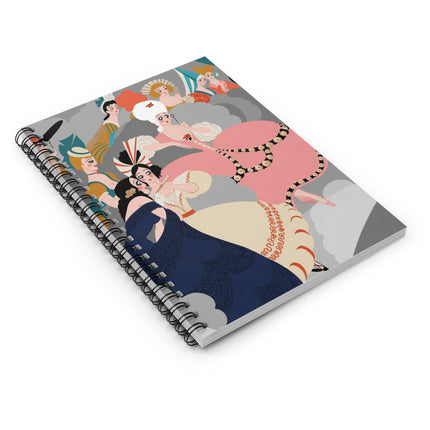 Celestial Masquerade Spiral Notebook – Theatrical Elegance & Whimsical Clouds