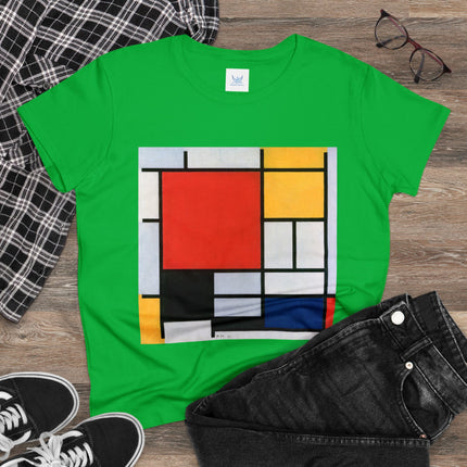 Composition with Red, Yellow, Blue, and Black by Piet Mondrian Women's Midweight Cotton Tee